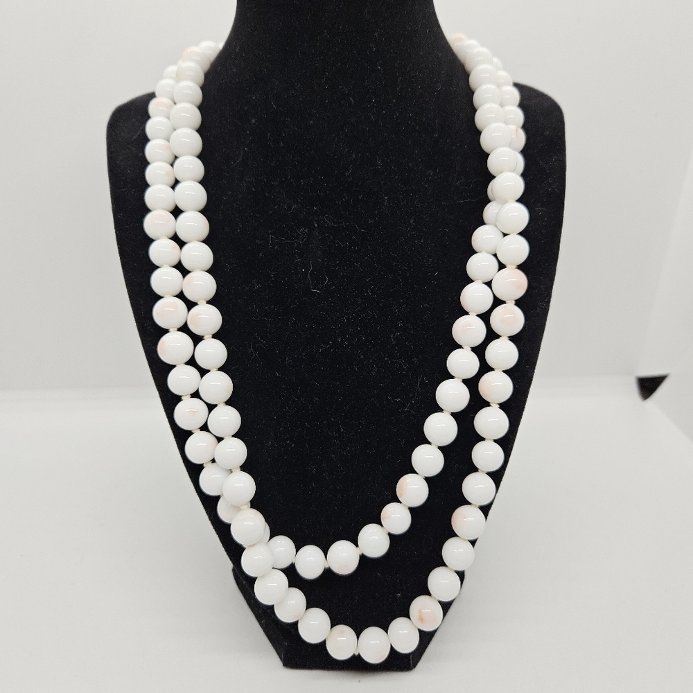layered faux angel skin coral beaded necklace with removable rose pin clasp
